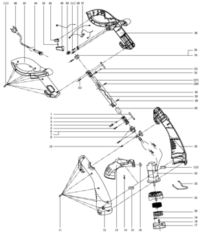 Default Diagram and Parts List for GL350-B2C Type 1 Black and Decker Trimmer